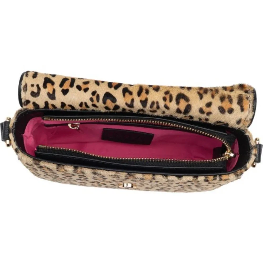 F&W Style Roxy Leopard Print Leather Shoulder Bag